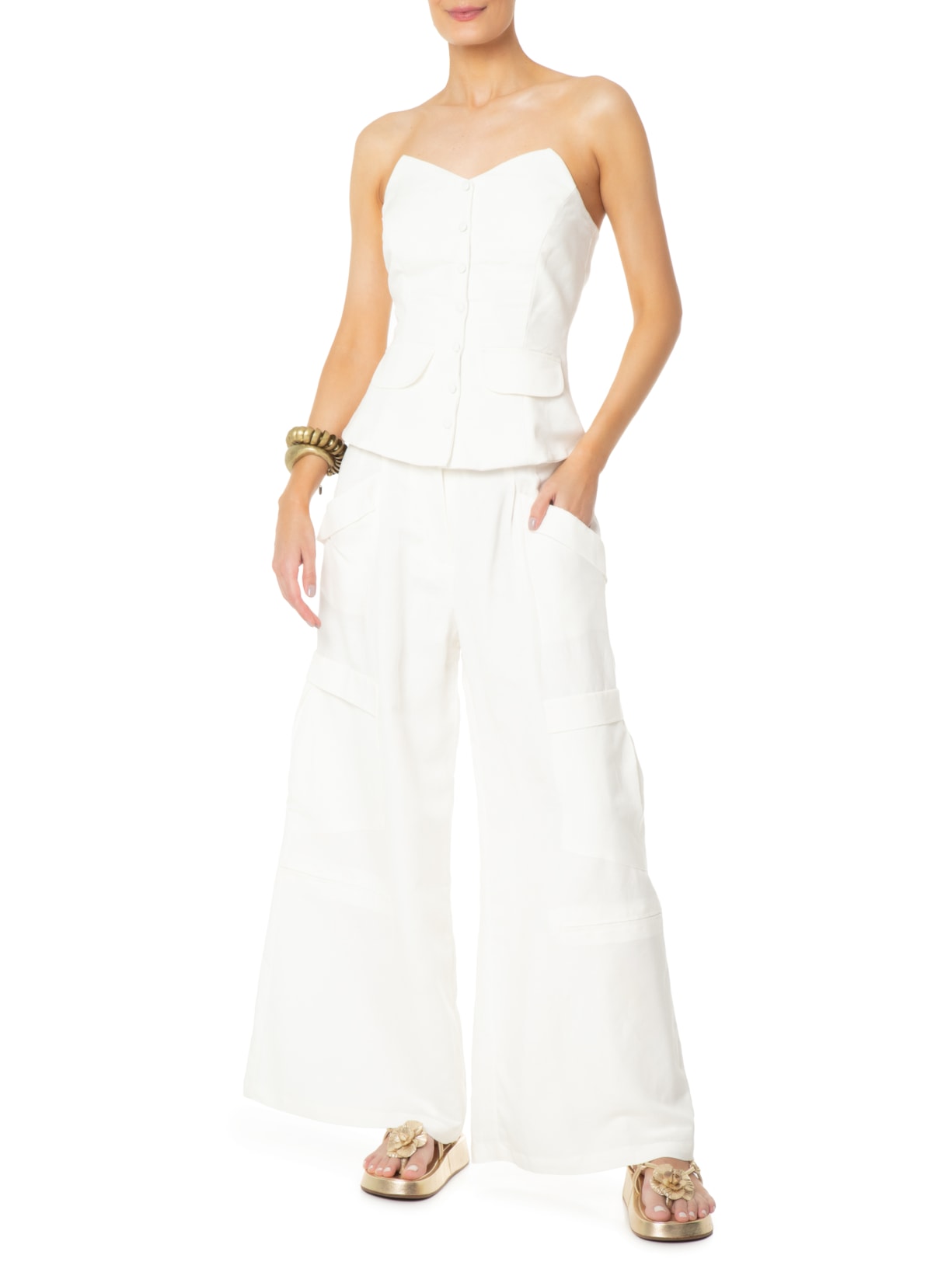 Calça Feminina Cargo Off White Ostra Brasil