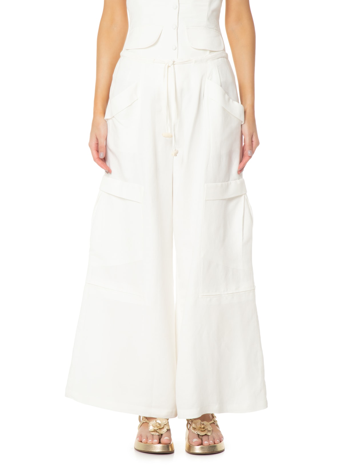 Calça Feminina Cargo Off White Ostra Brasil