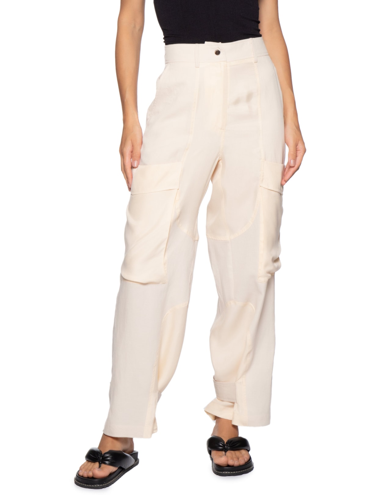 Calça Feminina Cargo Recortes Tess – Bege Animale Jeans