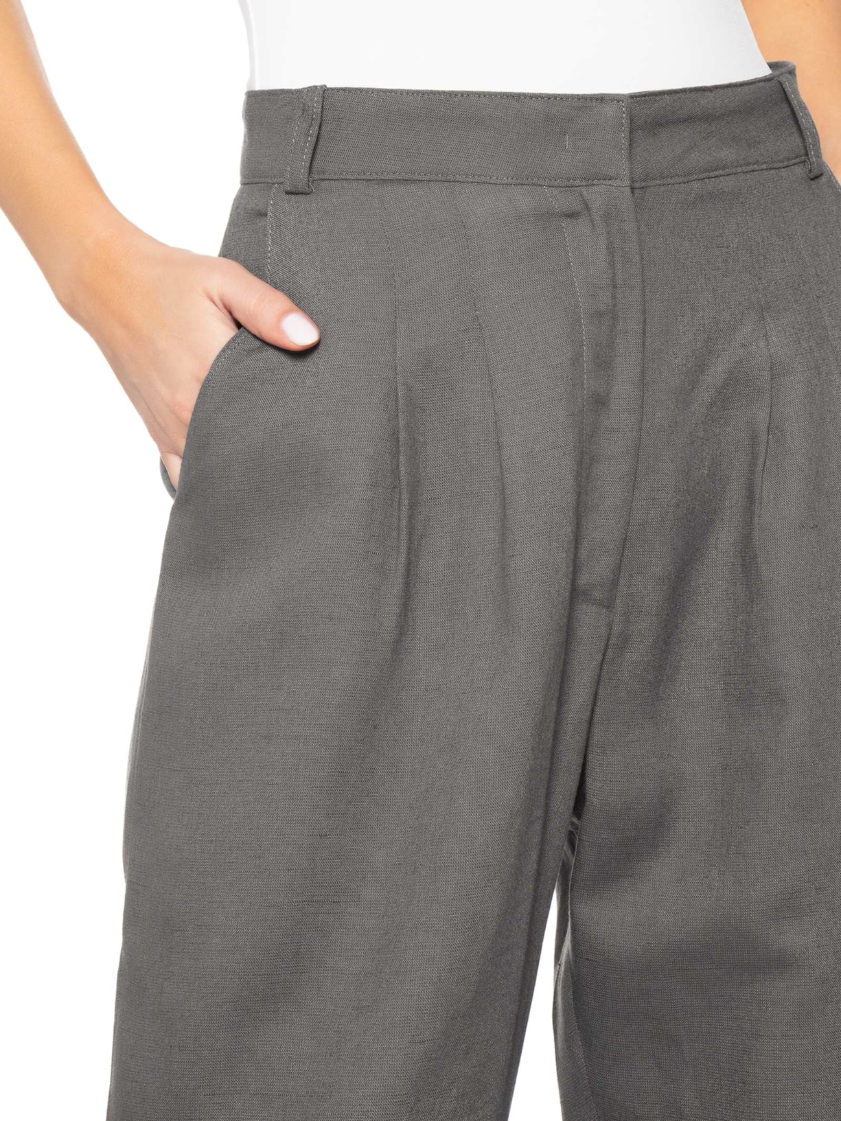 Calça Feminina Carrot Cintura Média Cinza Bo