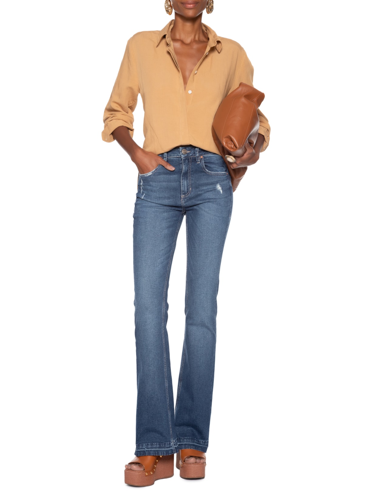 Calça Feminina Cecily Bootcut Aged Azul Bo.bô