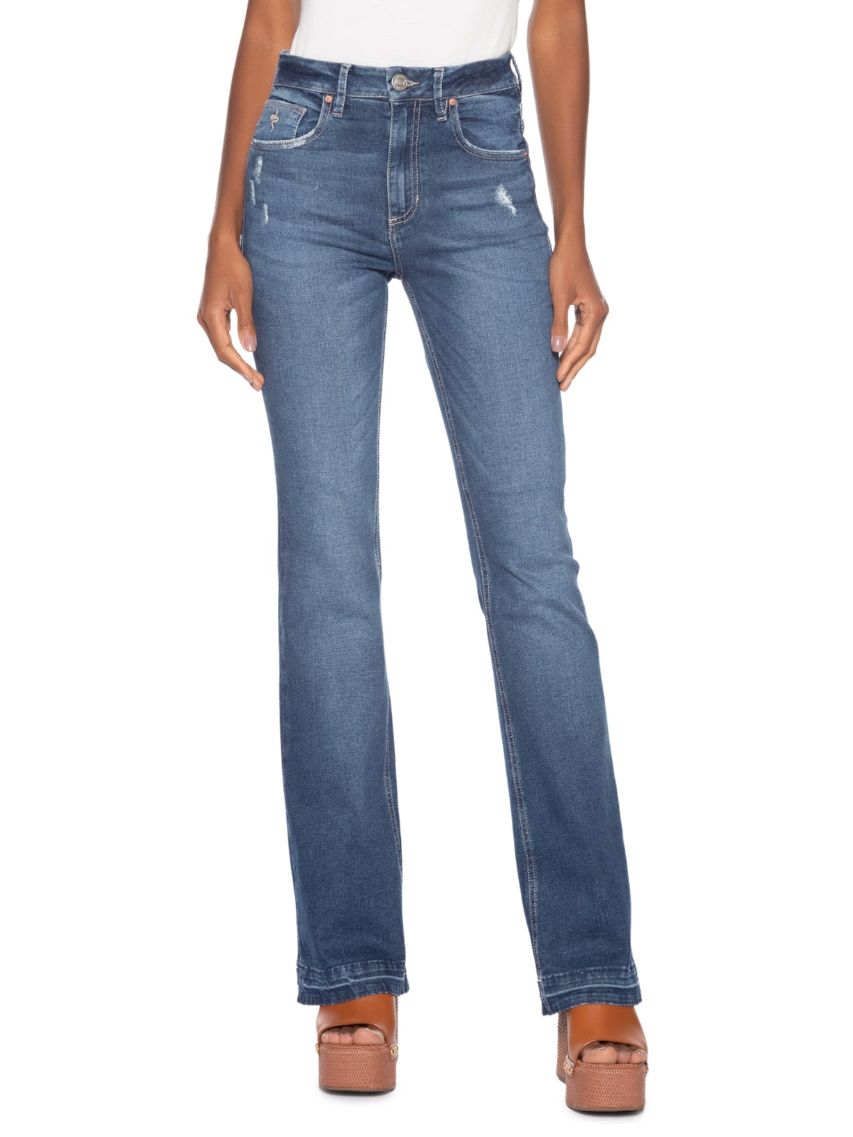 Calça Feminina Cecily Bootcut Aged Azul Bo.bô