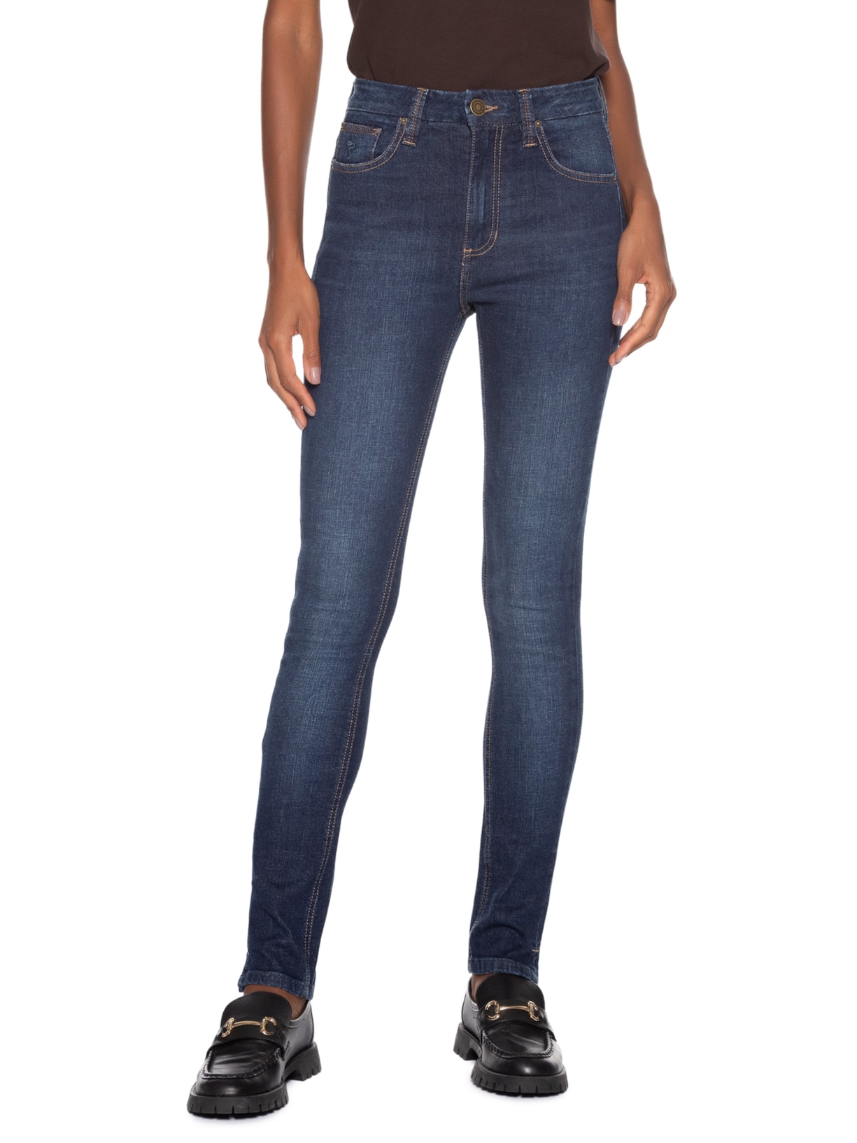 Calça Feminina Cecily Skinny Aged Azul Bo.bô