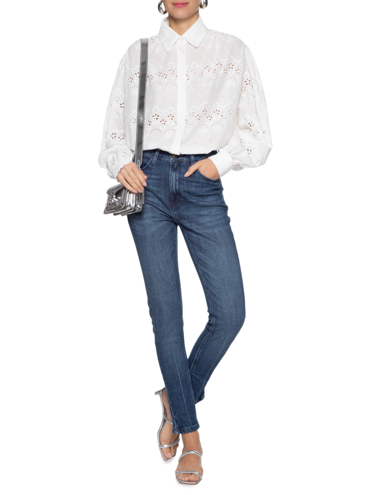 Calça Feminina Cecily Skinny Fenda Azul Bo.bô