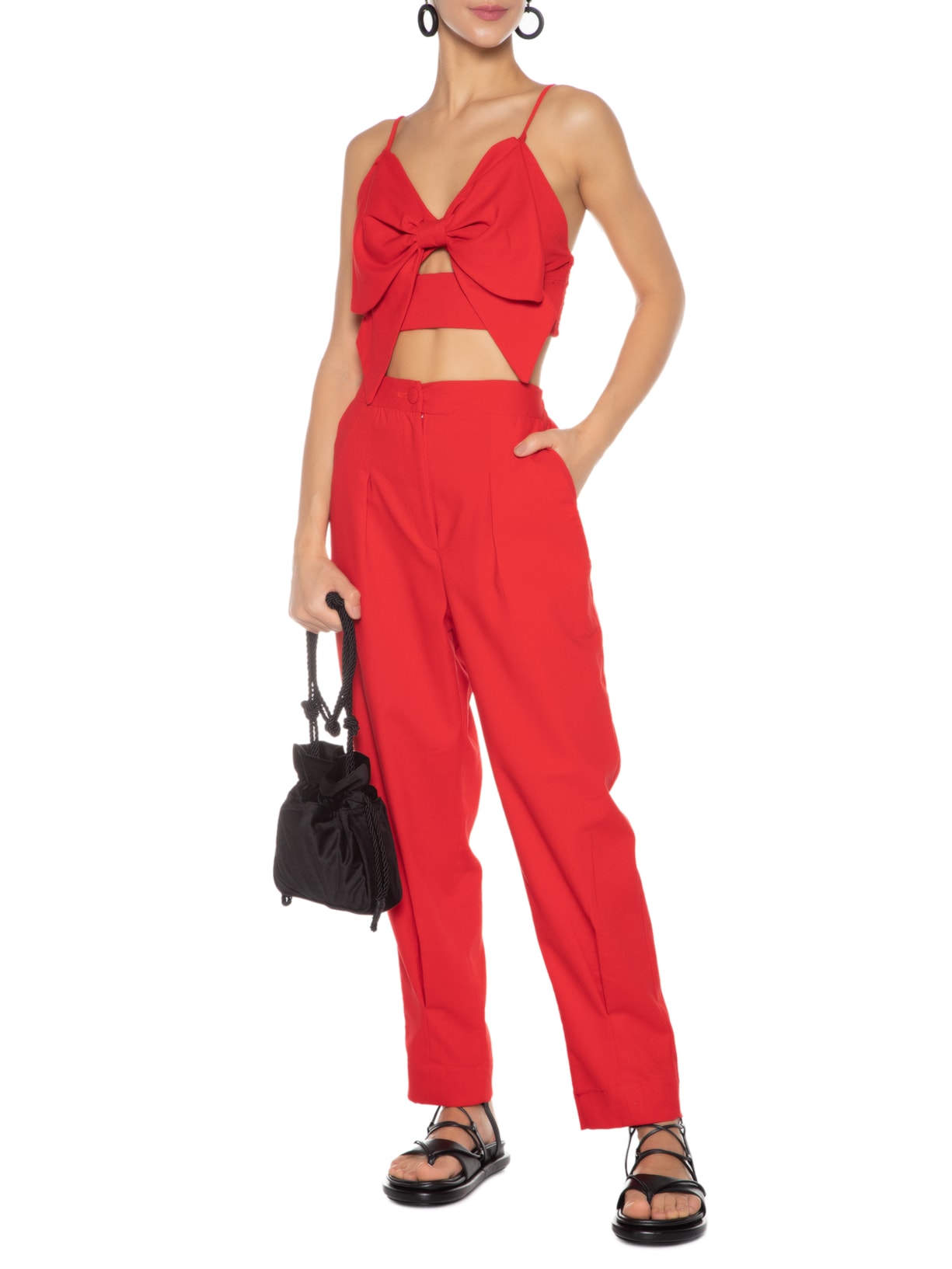 Calça Feminina Cenoura Bolso Vermelho Farm