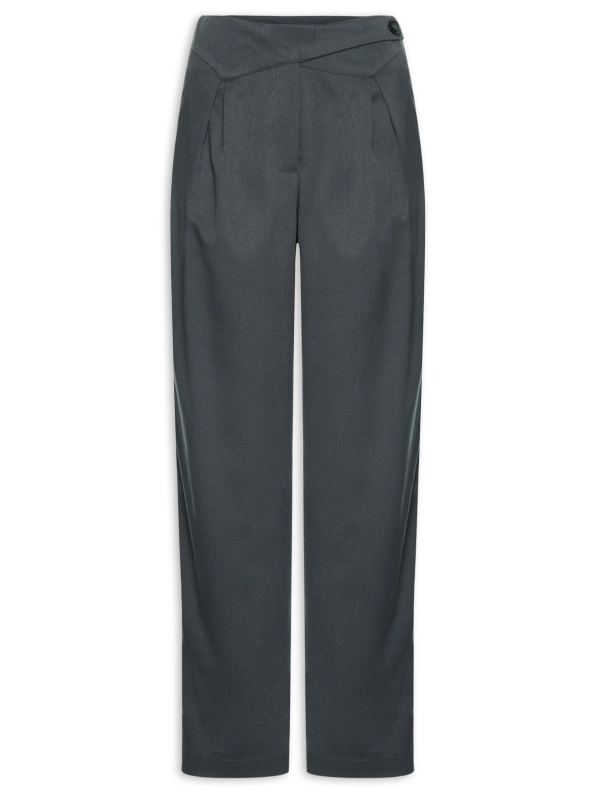 Calça Feminina Cenoura Com Cós Assimétrico Cinza Market 33