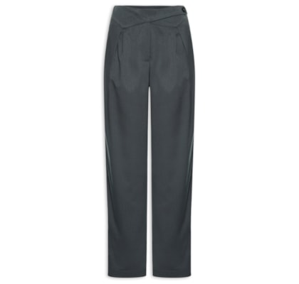 Calça Feminina Cenoura Com Cós Assimétrico - Cinza