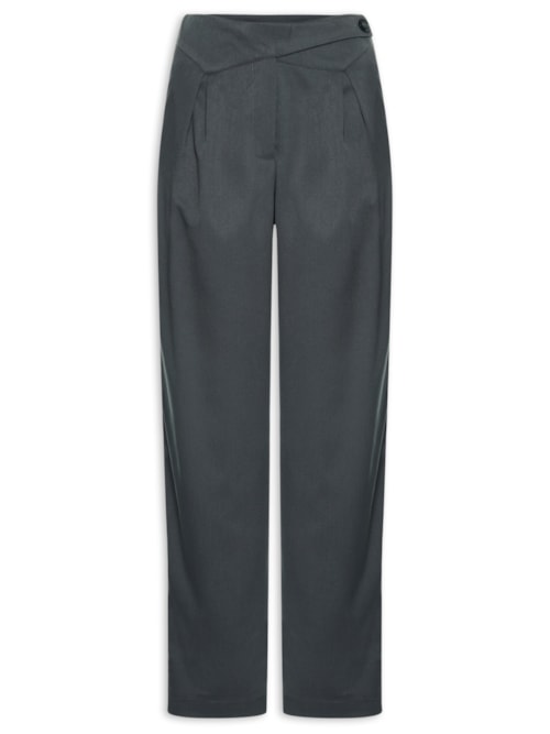 Calça Feminina Cenoura Com Cós Assimétrico - Cinza