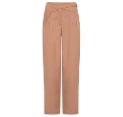 Calça Feminina Cenoura Com Cós Assimétrico - Marrom