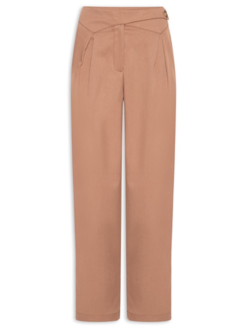 Calça Feminina Cenoura Com Cós Assimétrico - Marrom