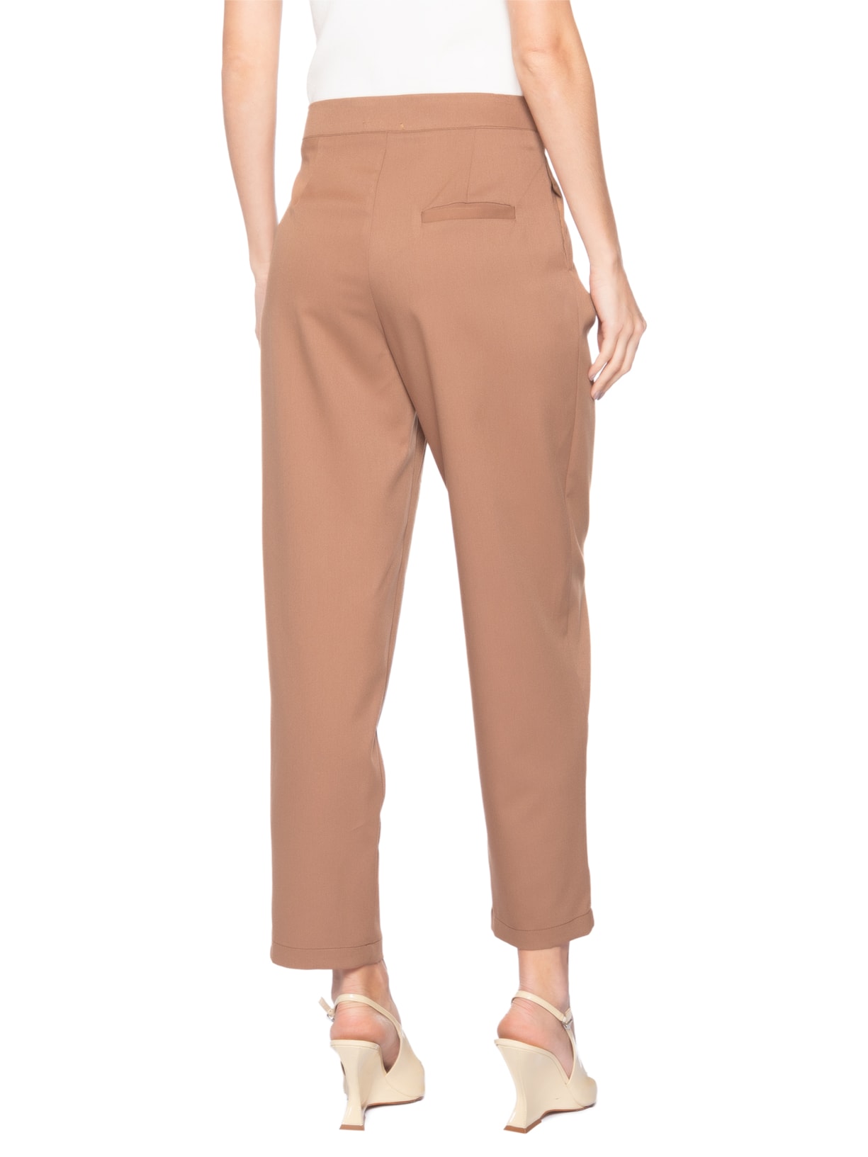 Calça Feminina Cenoura Com Cós Assimétrico Marrom Market 33