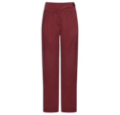 Calça Feminina Cenoura Com Cós Assimétrico - Vermelho