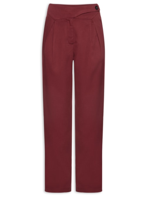 Calça Feminina Cenoura Com Cós Assimétrico - Vermelho
