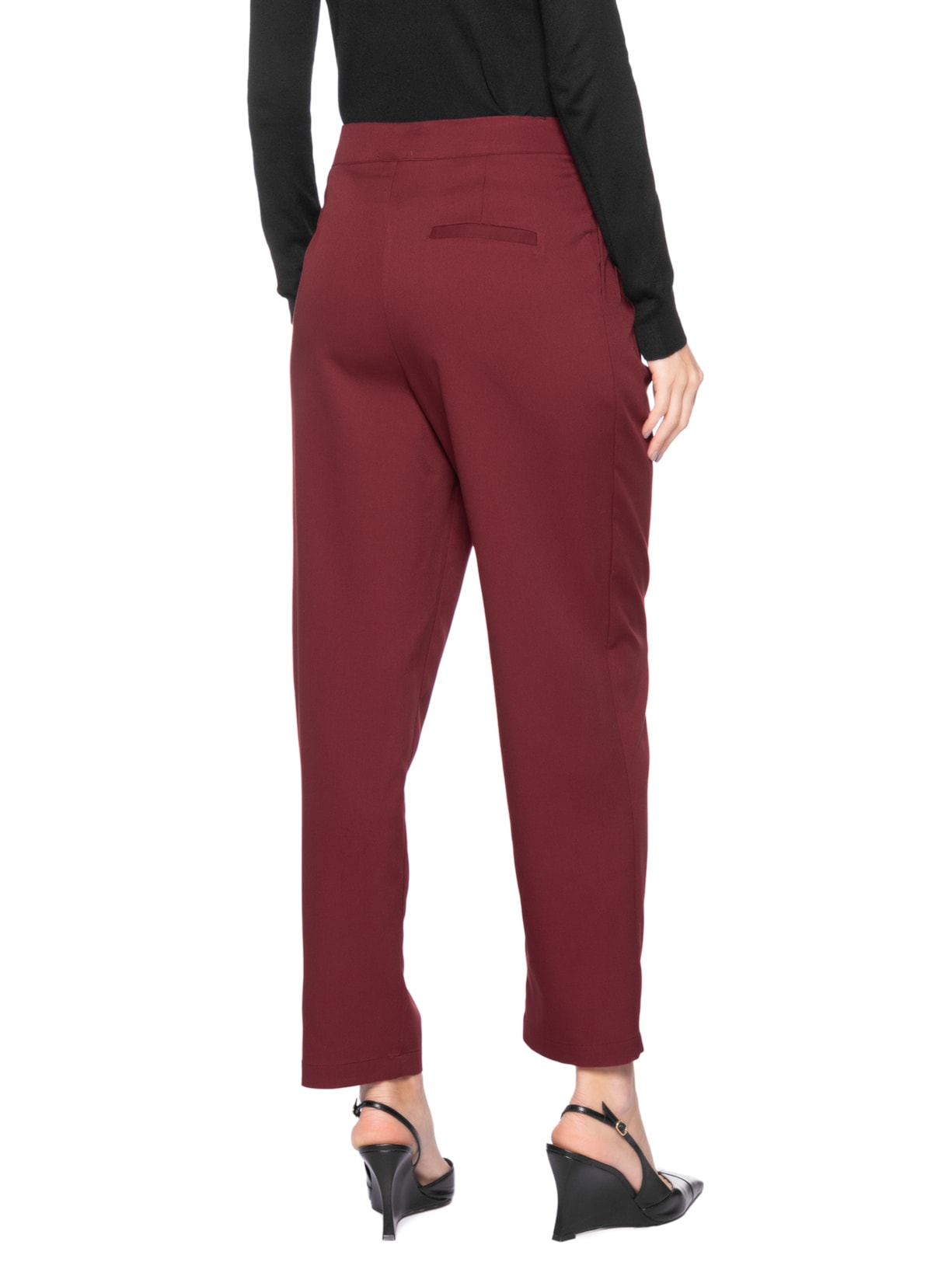 Calça Feminina Cenoura Com Cós Assimétrico Vermelho Market 33