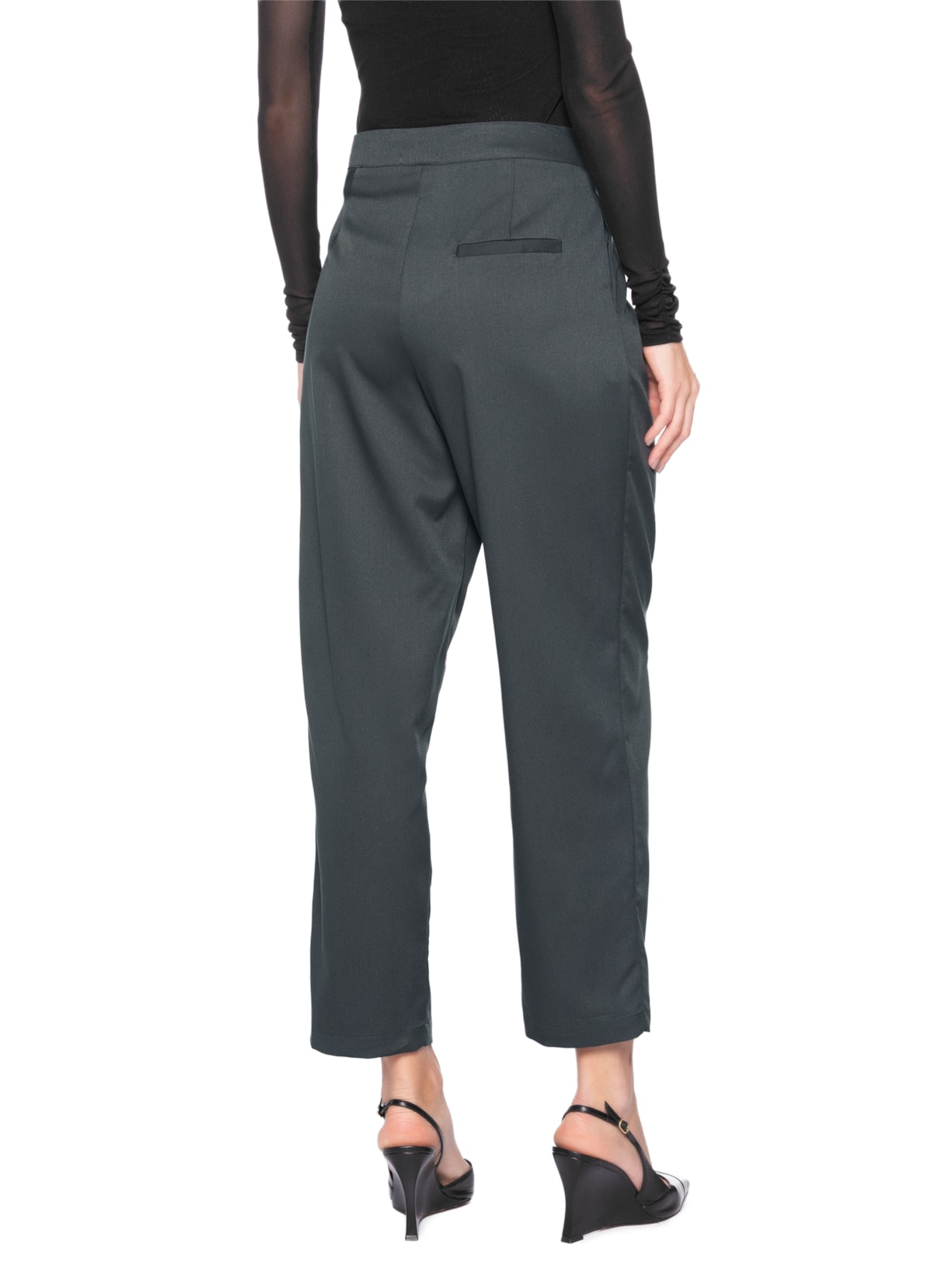 Calça Feminina Cenoura Com Pala Assimétrica Cinza Market 33