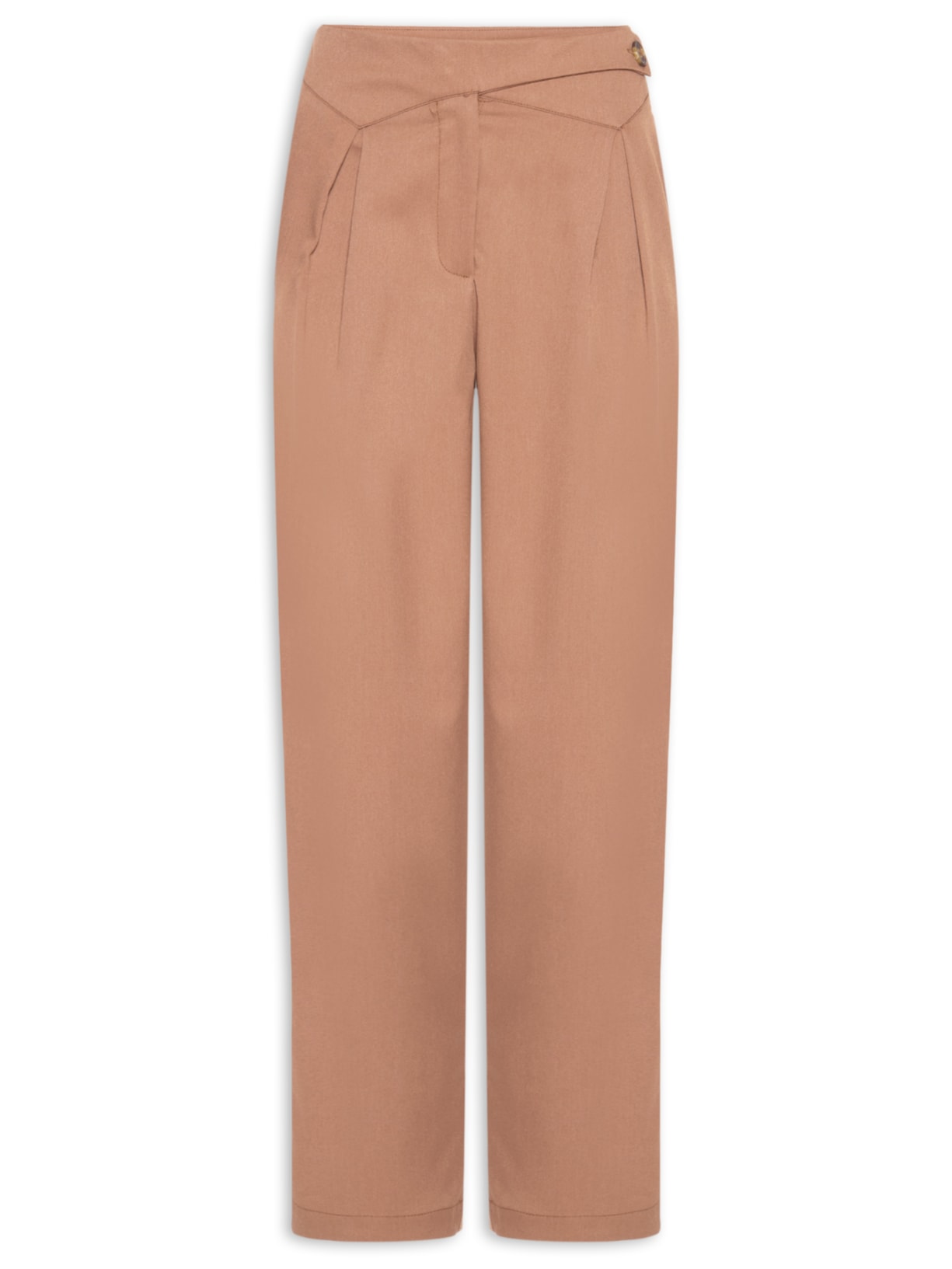 Calça Feminina Cenoura Com Pala Assimétrica Marrom Market 33