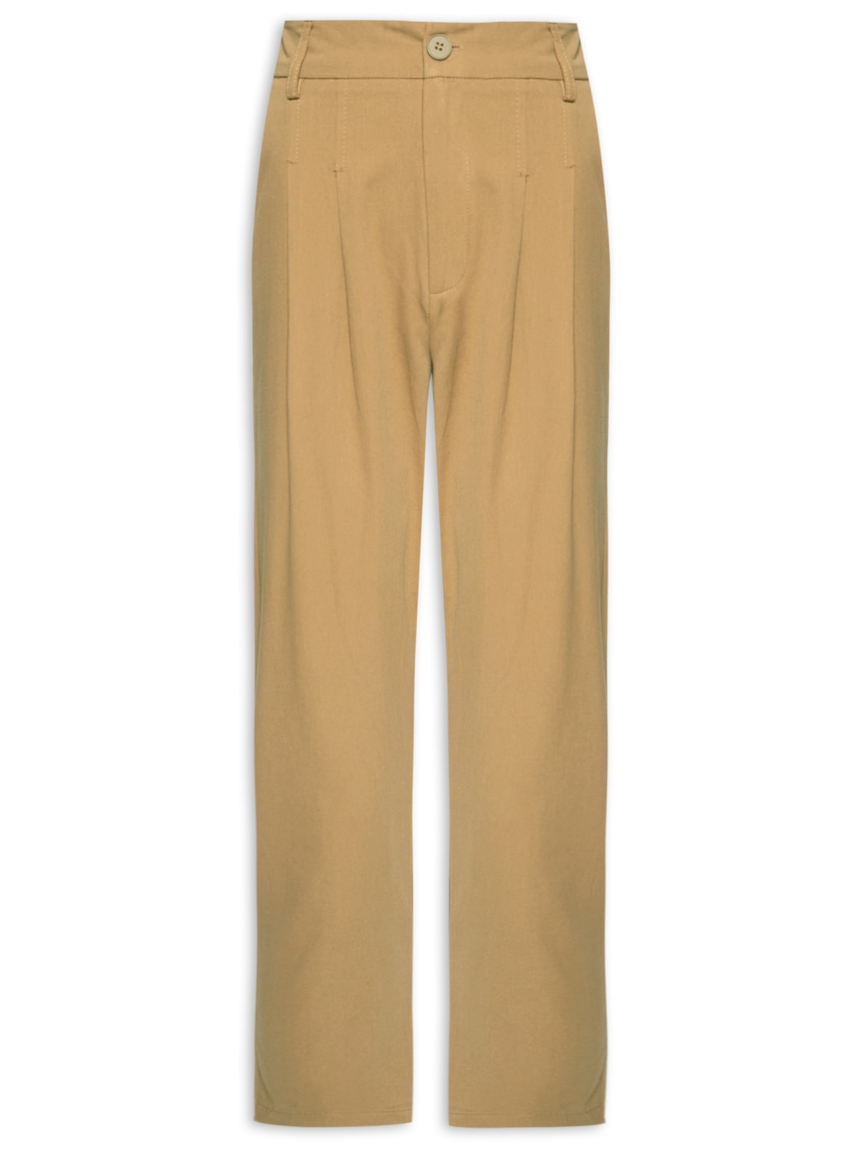 Calça Feminina Cenoura Com Pregas - Bege