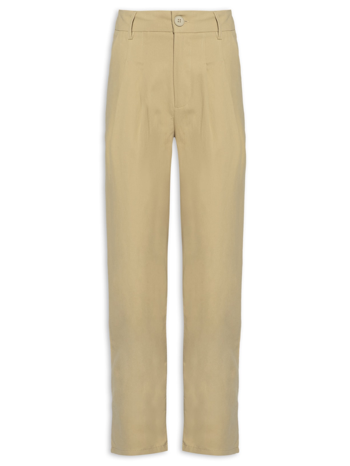 Calça Feminina Cenoura Com Pregas Basiq Bege