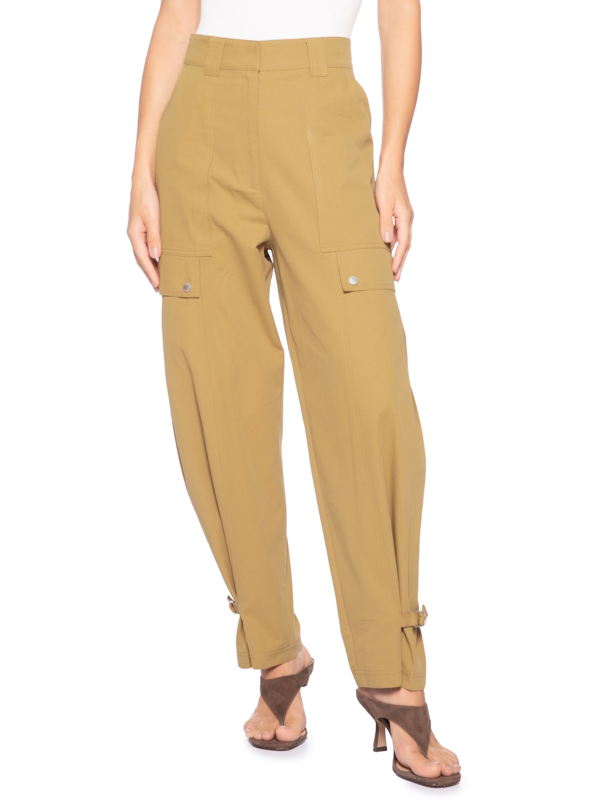 Calça Feminina Cenoura Detalhe Punho Marrom Animale Jeans