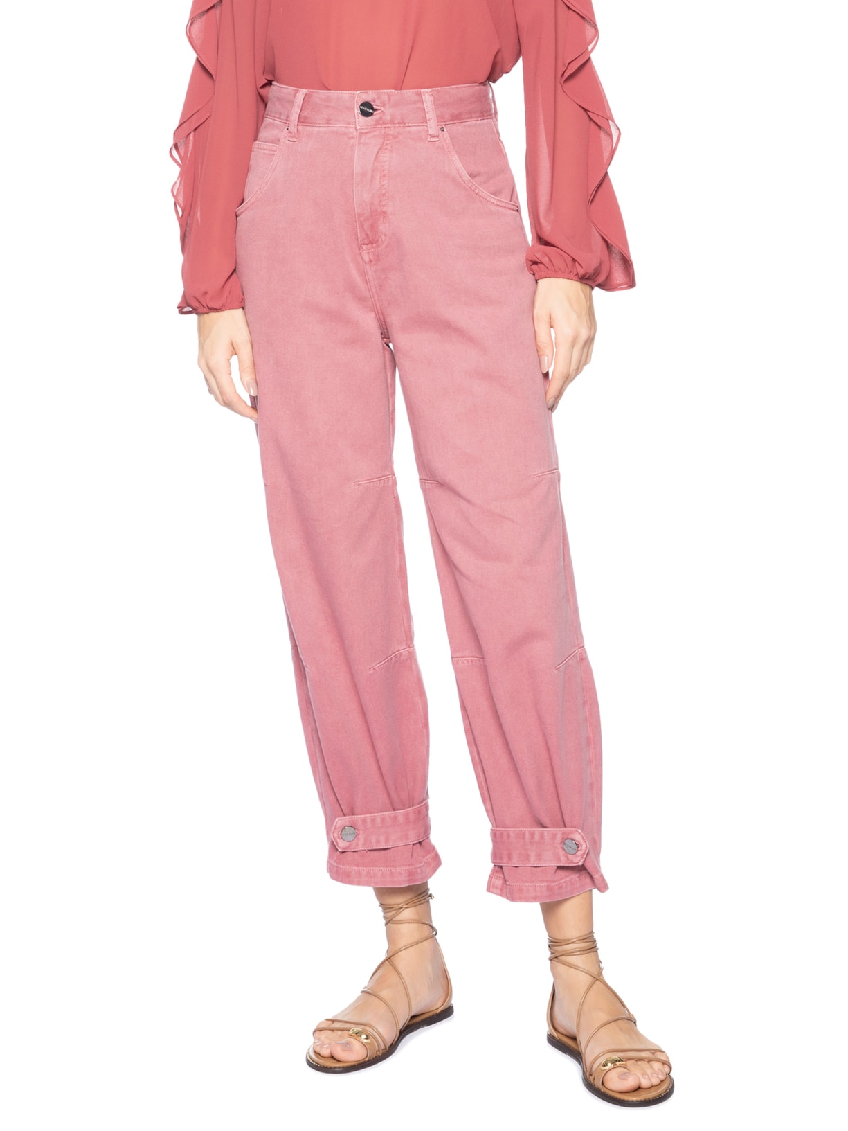 Calça Feminina Cenoura Lizzy Sarja Rosa Le Lis