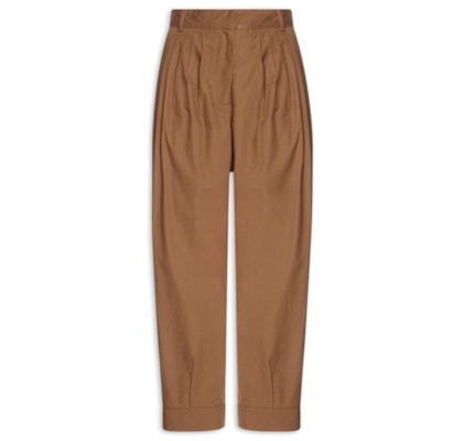 Calça Feminina Cenoura Mini Pregas - Marrom