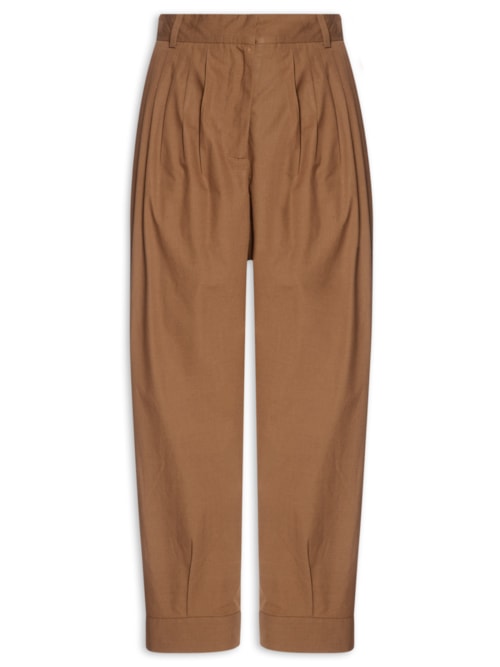 Calça Feminina Cenoura Mini Pregas - Marrom