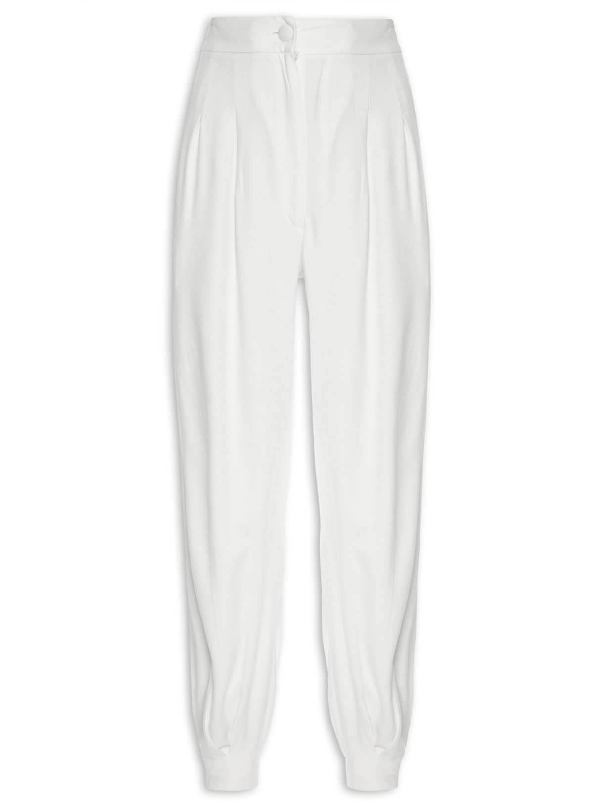 Calça Feminina Cenoura Pregas - Branco