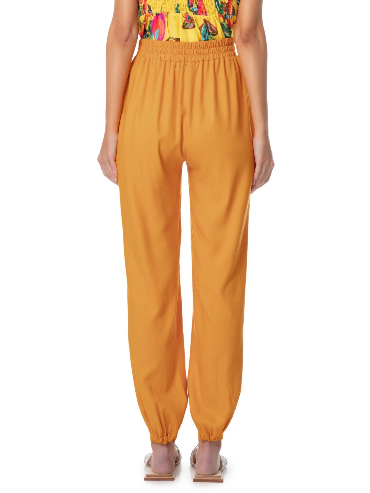 Calça Feminina Cenoura Pregas Laranja Farm