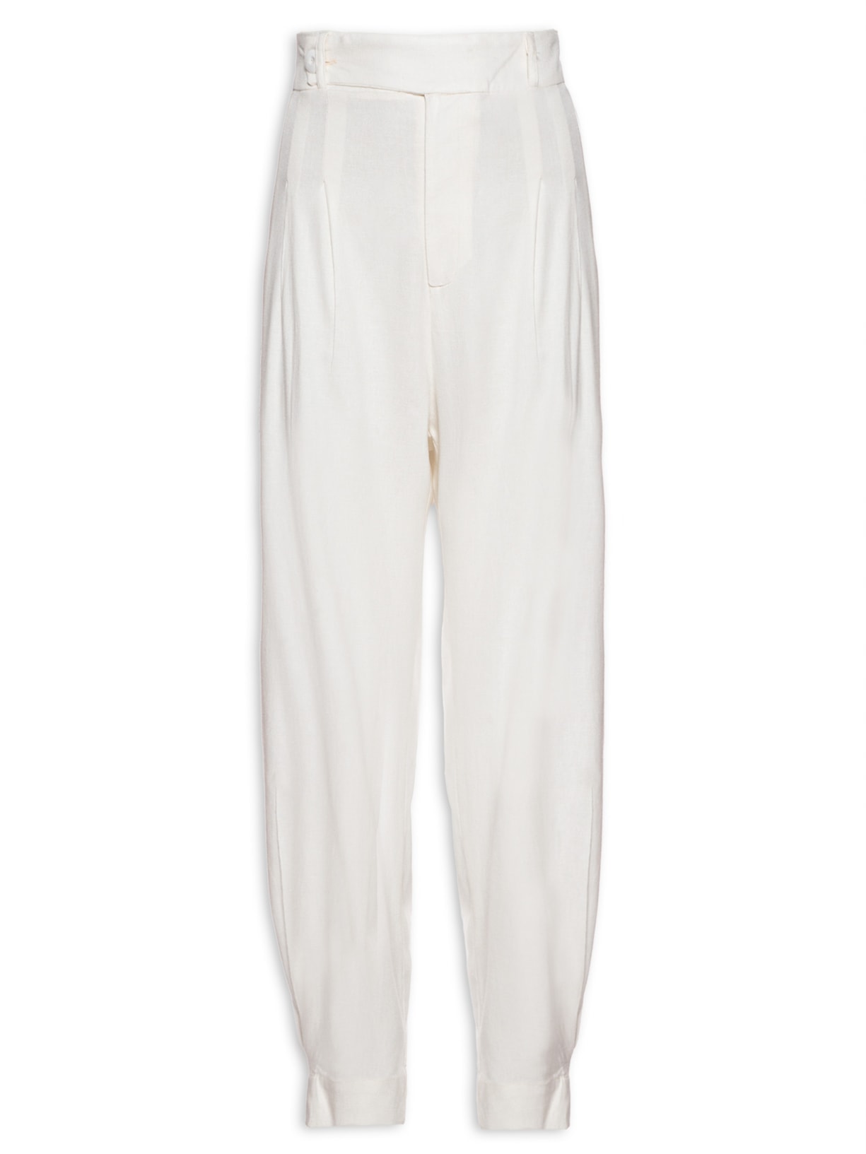 Calça Feminina Cenoura Pregas - Off White