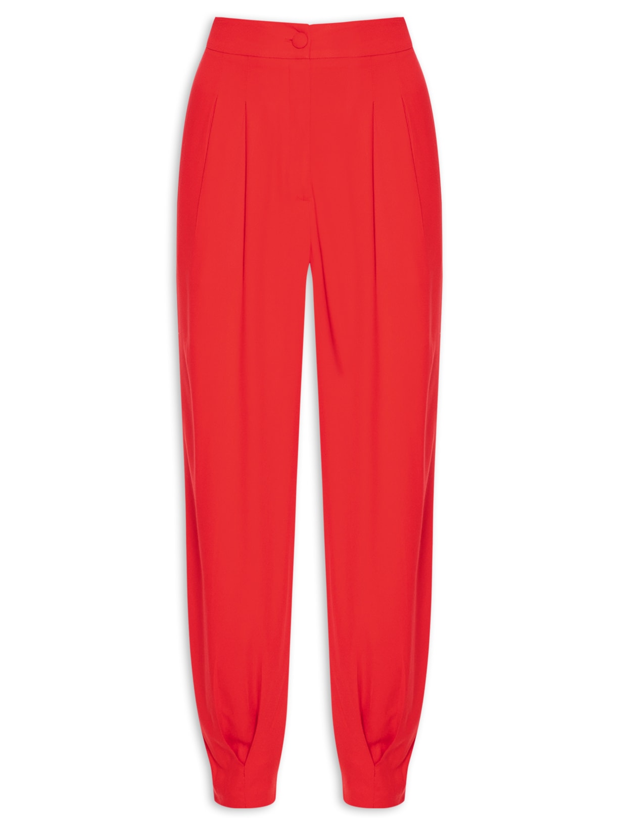 Calça Feminina Cenoura Pregas - Vermelho
