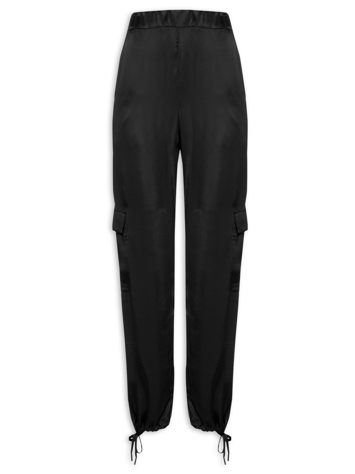 Calça Feminina Cetim Jogger - Preto