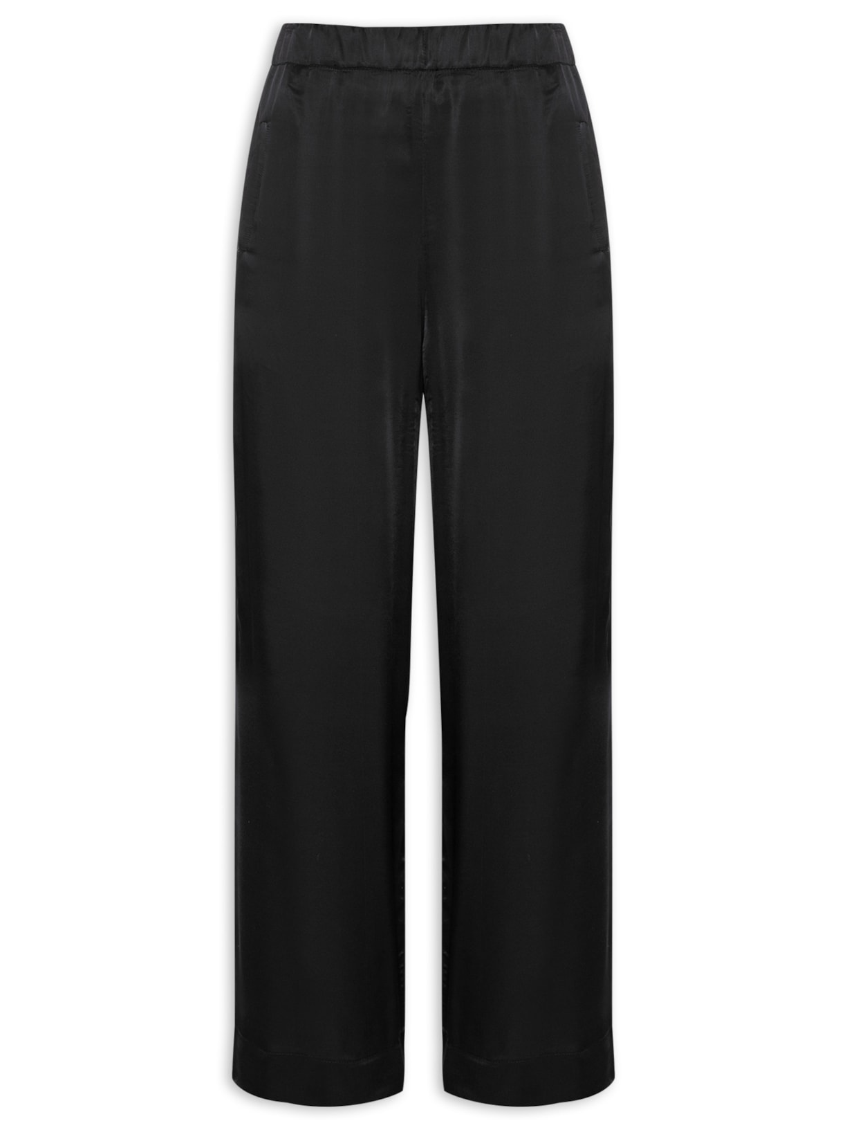 Calça Feminina Cetim Pantalona - Preto