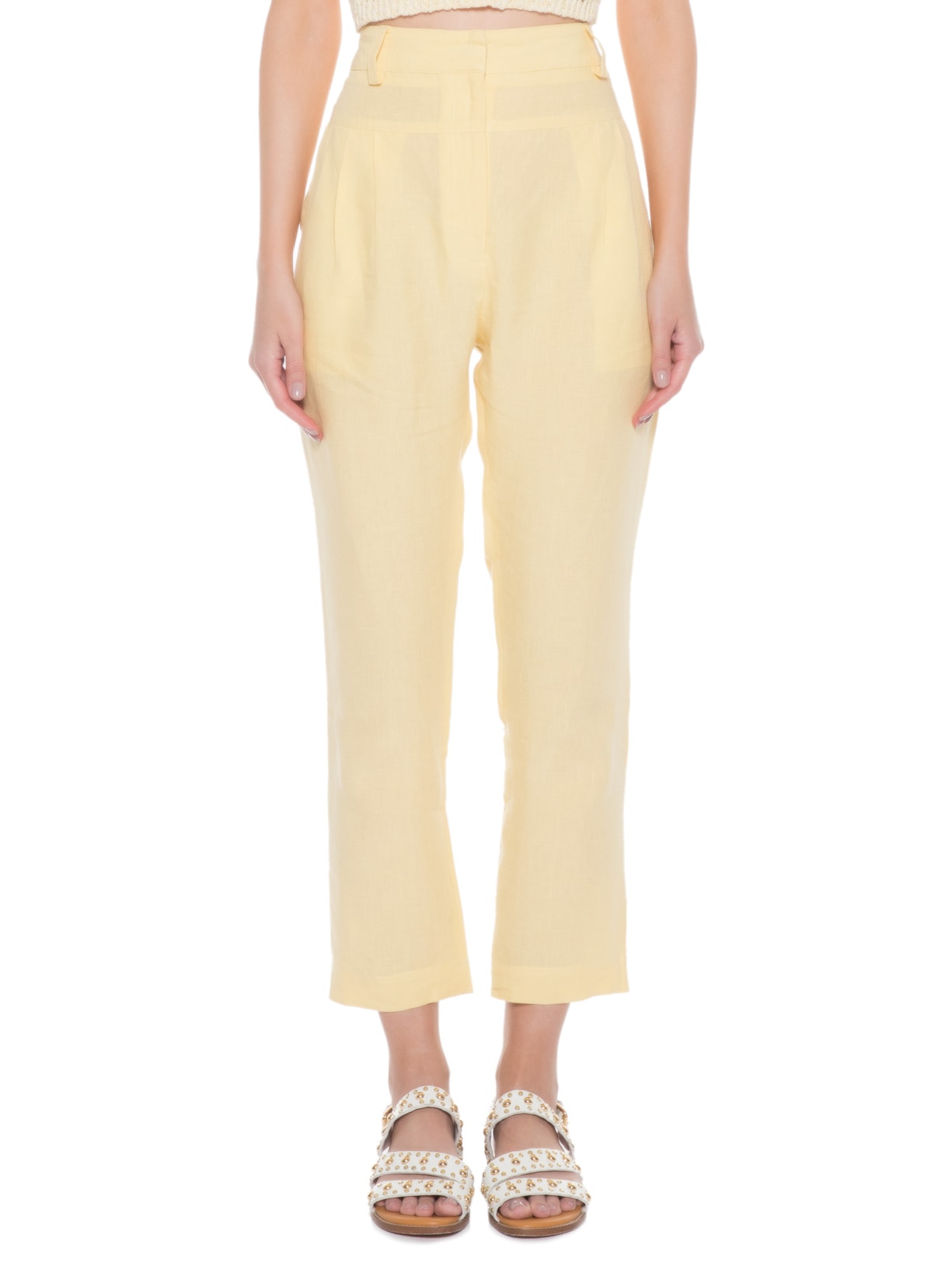 Calça Feminina Chiara Linen Banana Amarelo Mixed