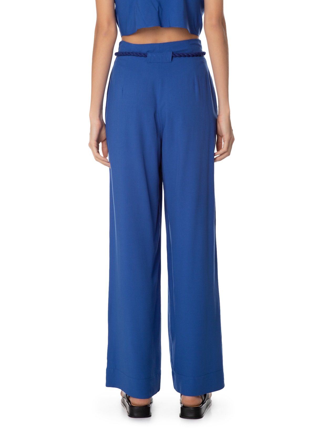 Calça Feminina Cinto Cadarço Azul Dress To