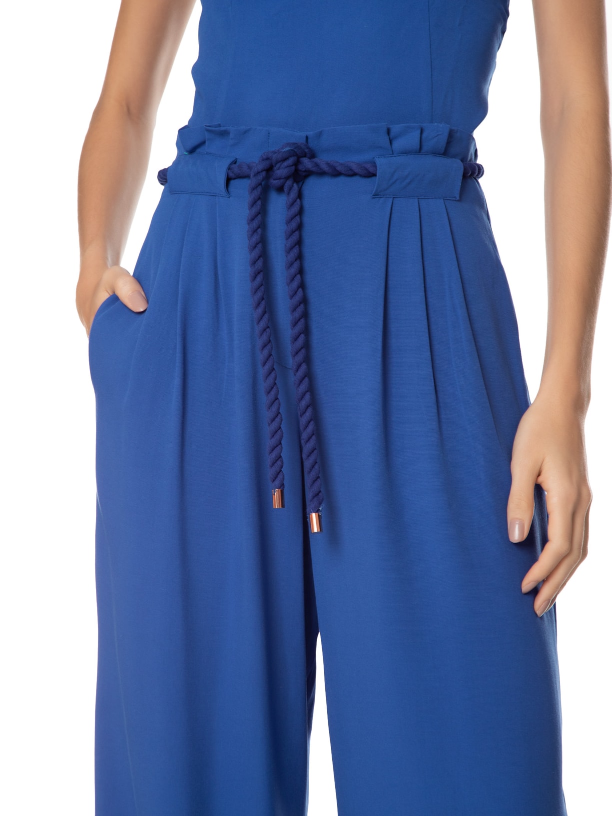 Calça Feminina Cinto Cadarço Azul Dress To
