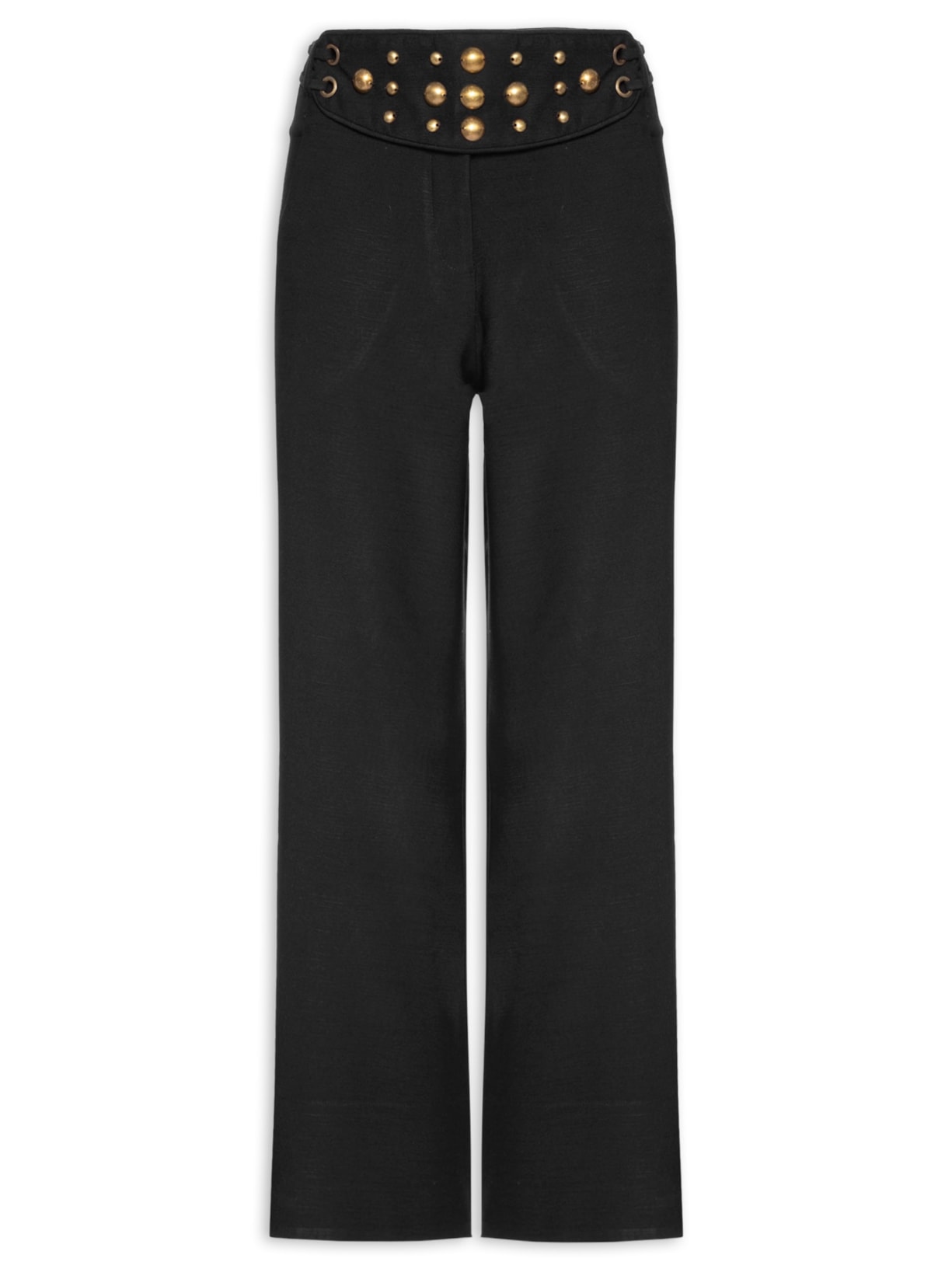 Calça Feminina Cinto Tachas Preto Maria Filó