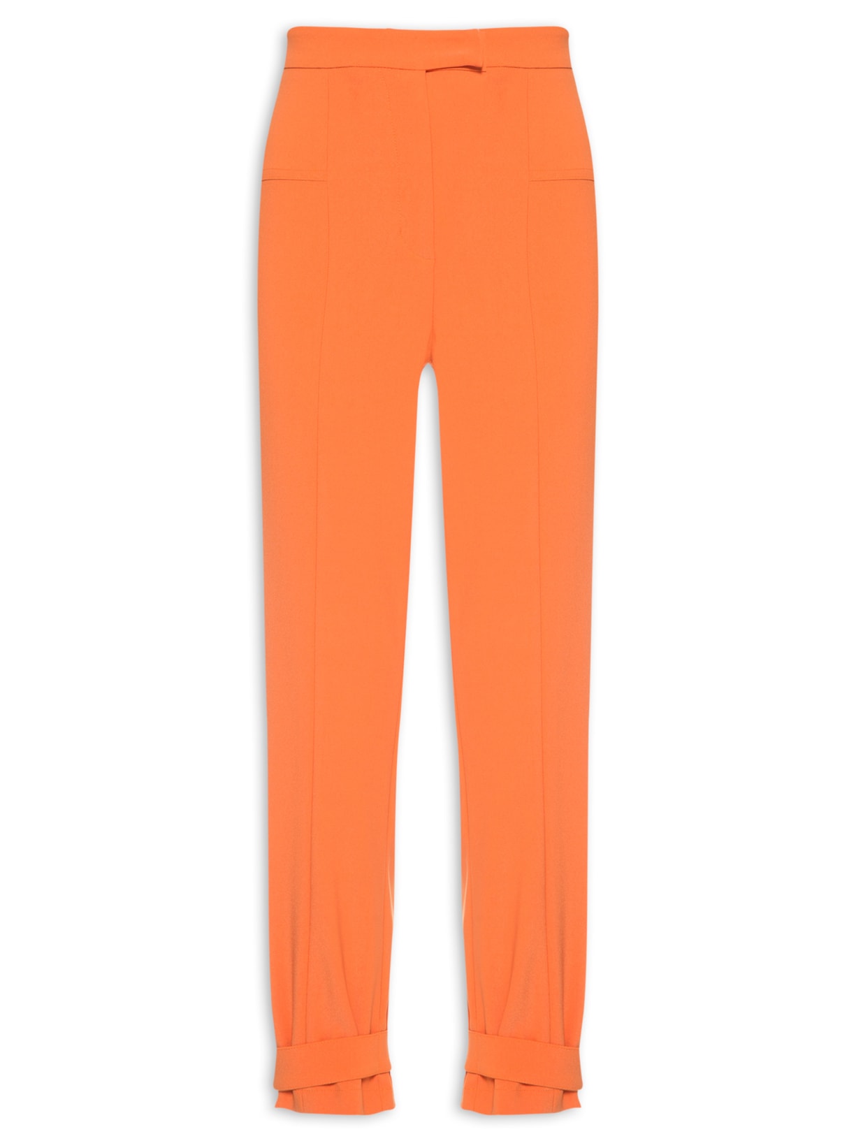 Calça Feminina Cintura Alta Baloon Em Crepe - Laranja