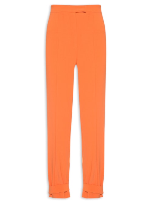 Calça Feminina Cintura Alta Baloon Em Crepe - Laranja