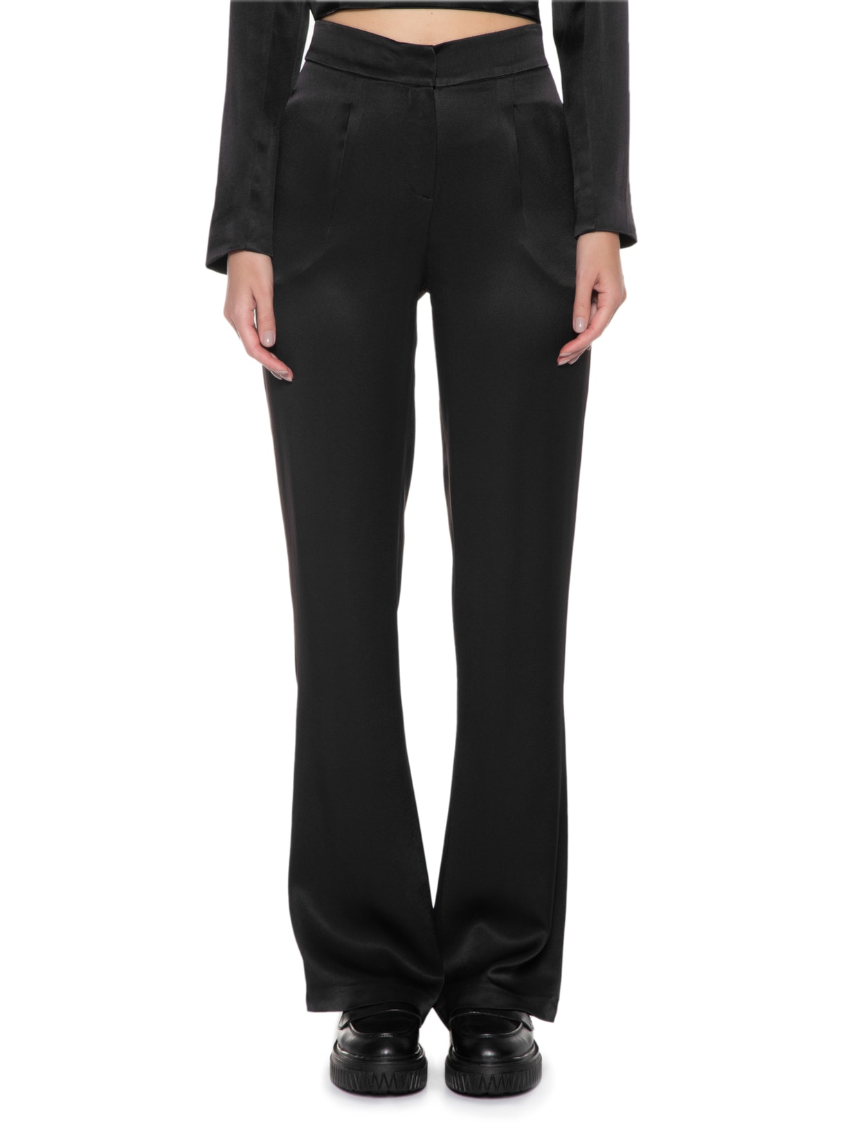 Calça Feminina Cintura Alta Bootcut Em Crepe Preto '2Essential