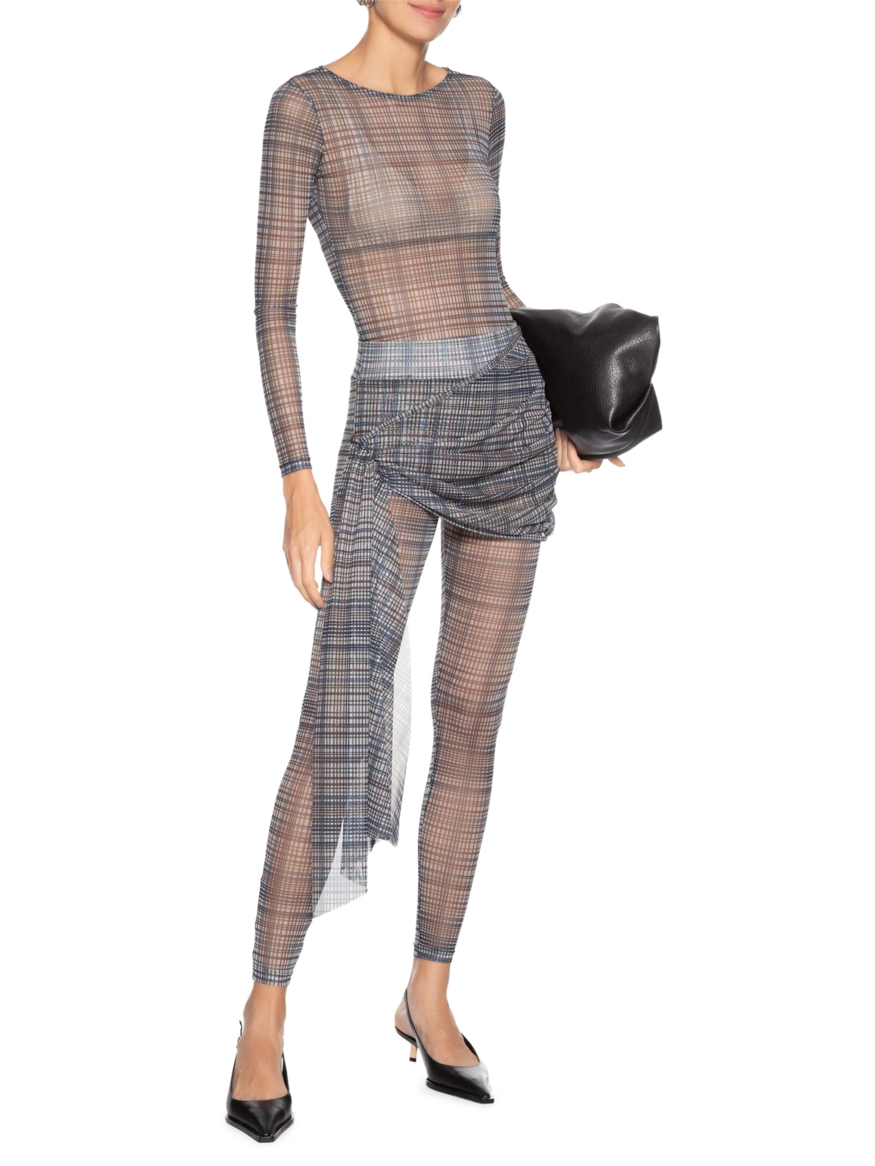 Calça Feminina Cintura Alta com Sobreposição Azul '2Essential