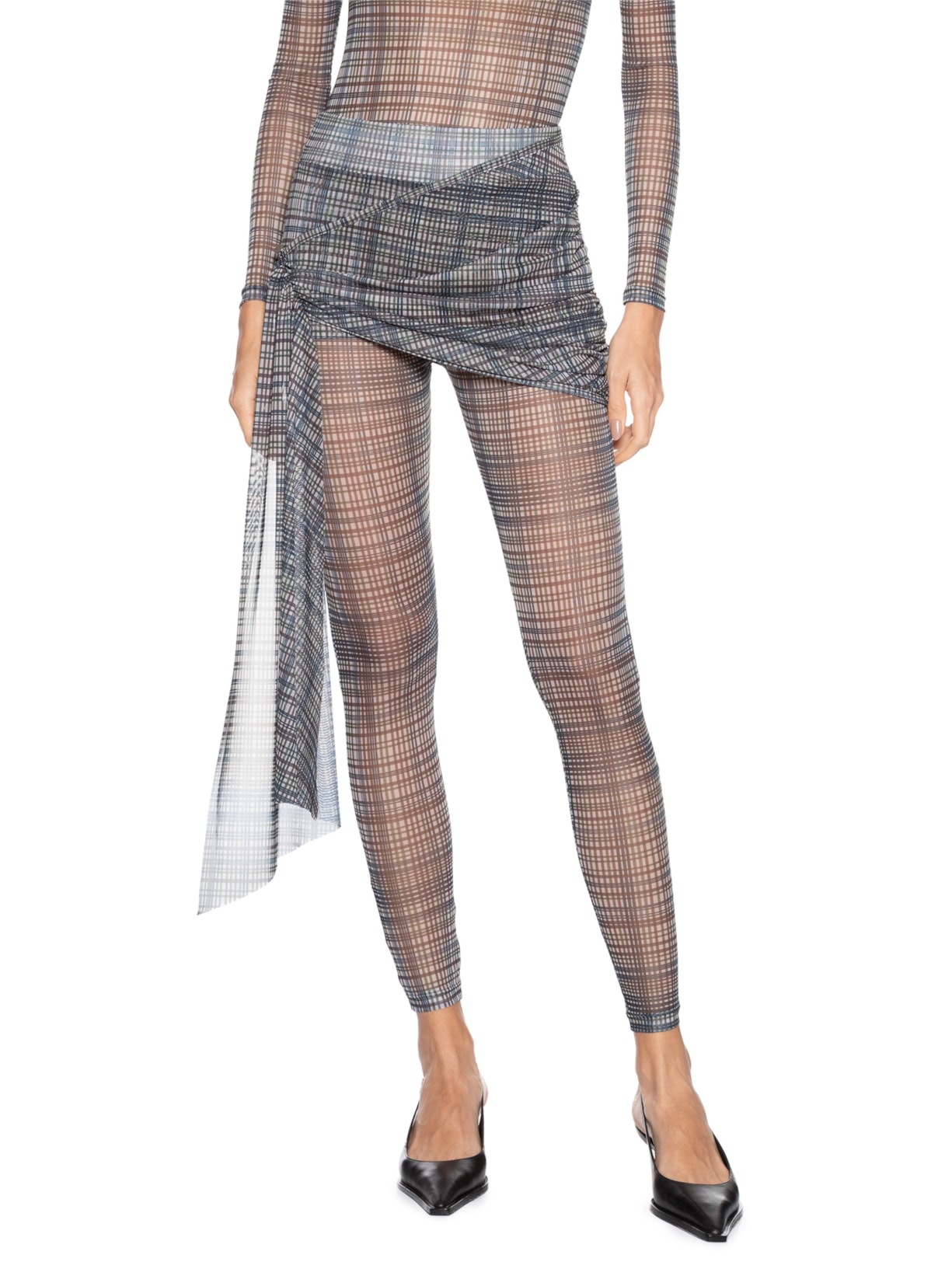 Calça Feminina Cintura Alta com Sobreposição Azul '2Essential