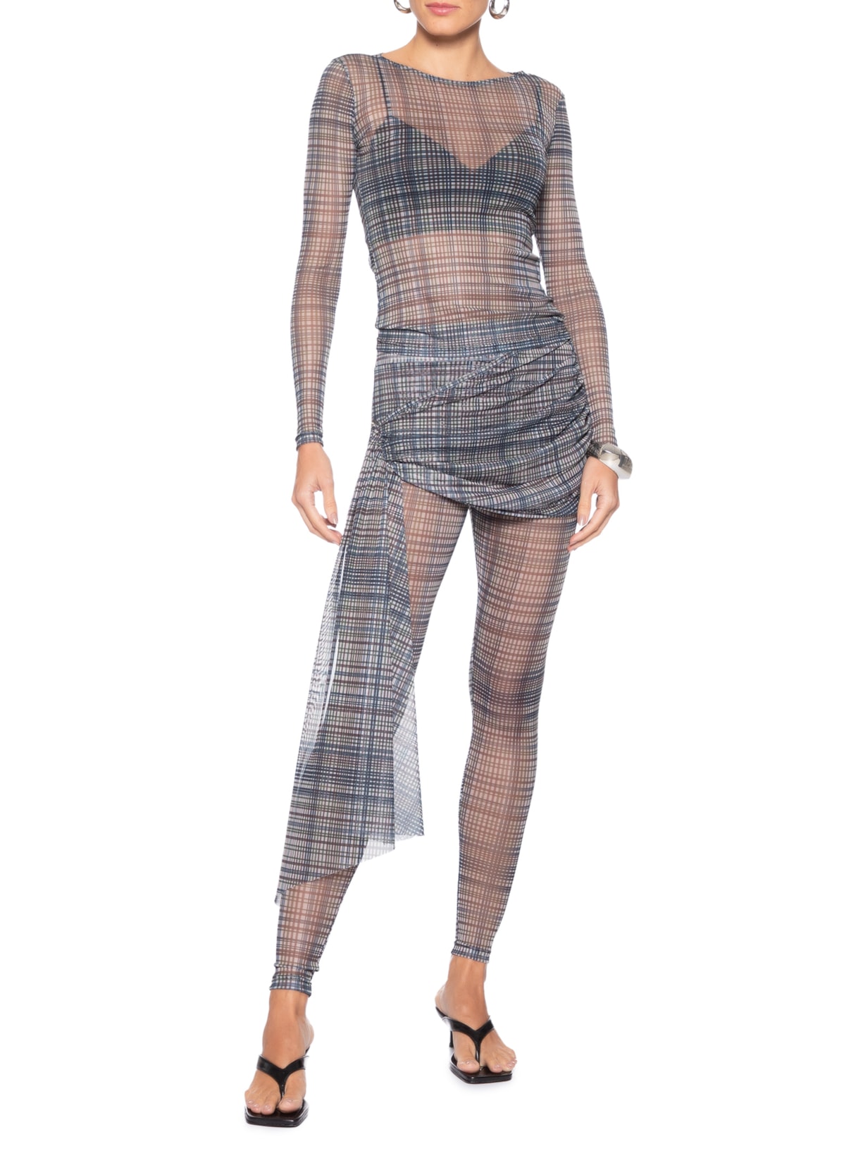 Calça Feminina Cintura Alta com Sobreposição Azul '2Essential