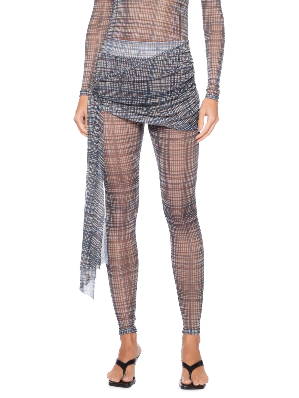 Calça Feminina Cintura Alta com Sobreposição Azul '2Essential