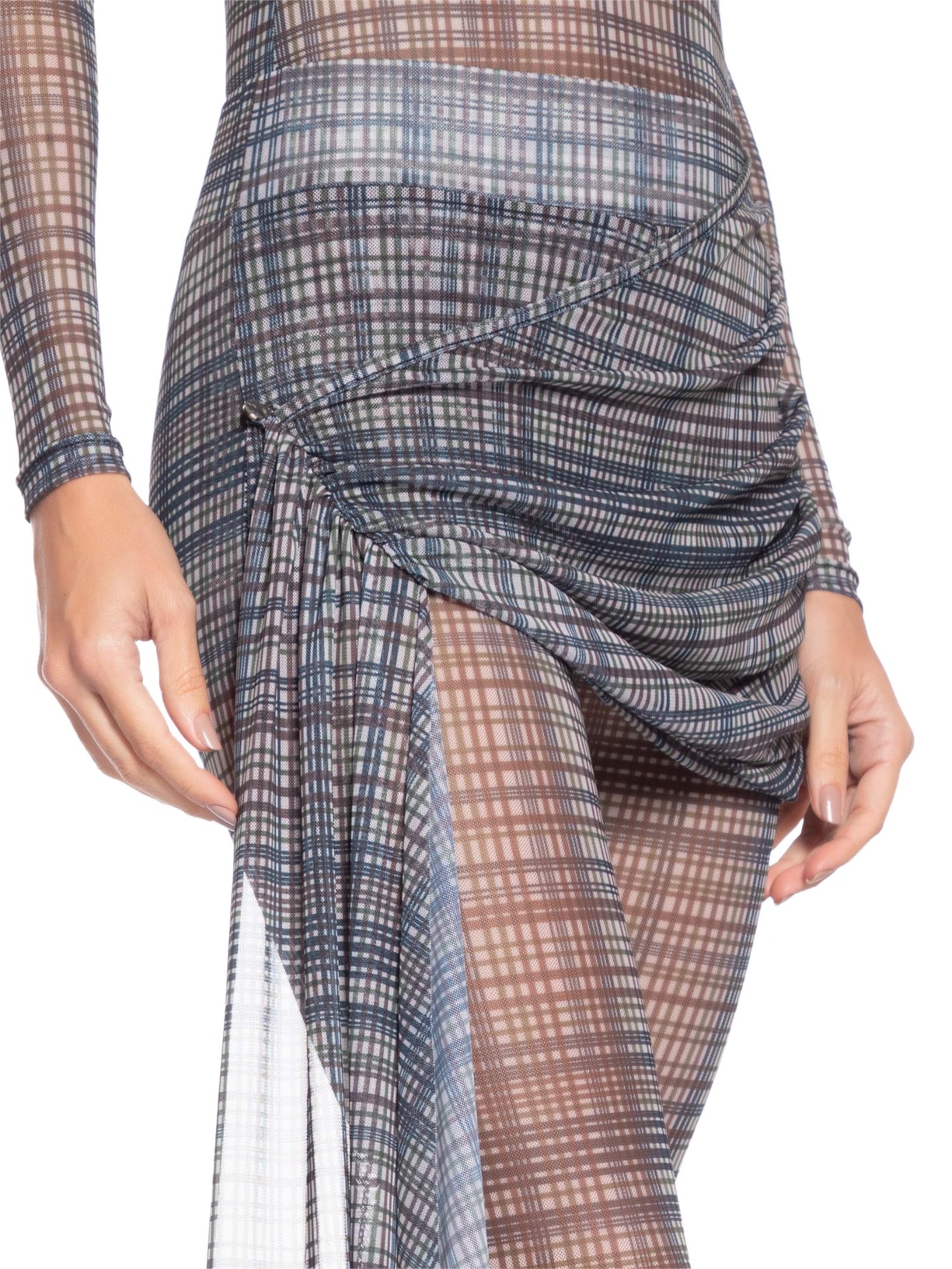Calça Feminina Cintura Alta com Sobreposição Azul '2Essential