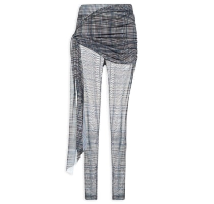 Calça Feminina Cintura Alta com Sobreposição - Azul