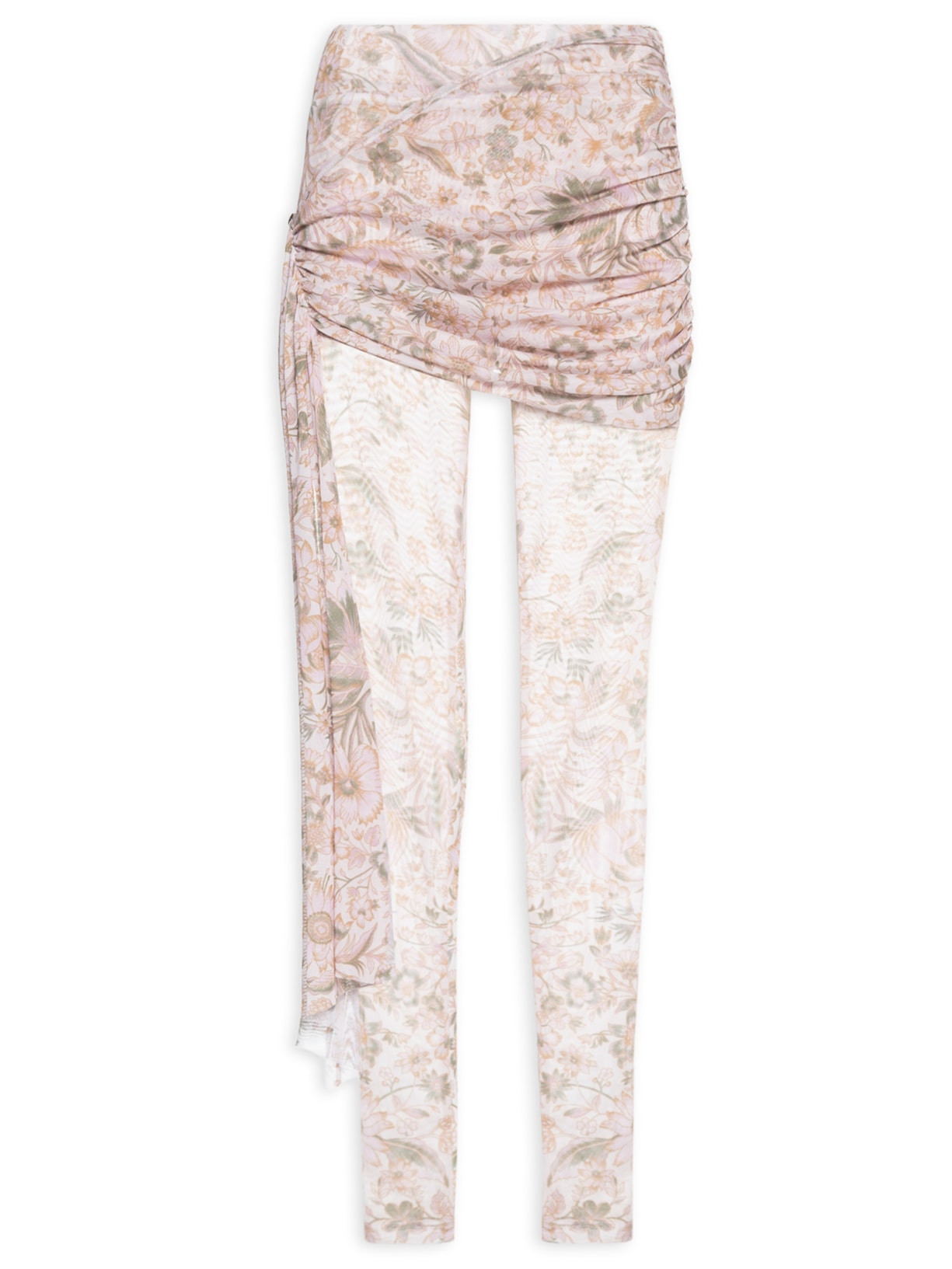 Calça Feminina Cintura Alta com Sobreposição - Rosa