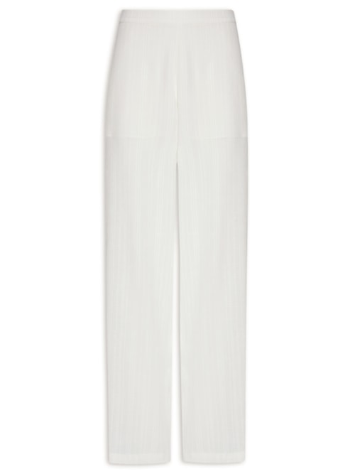 Calça Feminina Cintura Alta Pantalona - Off White