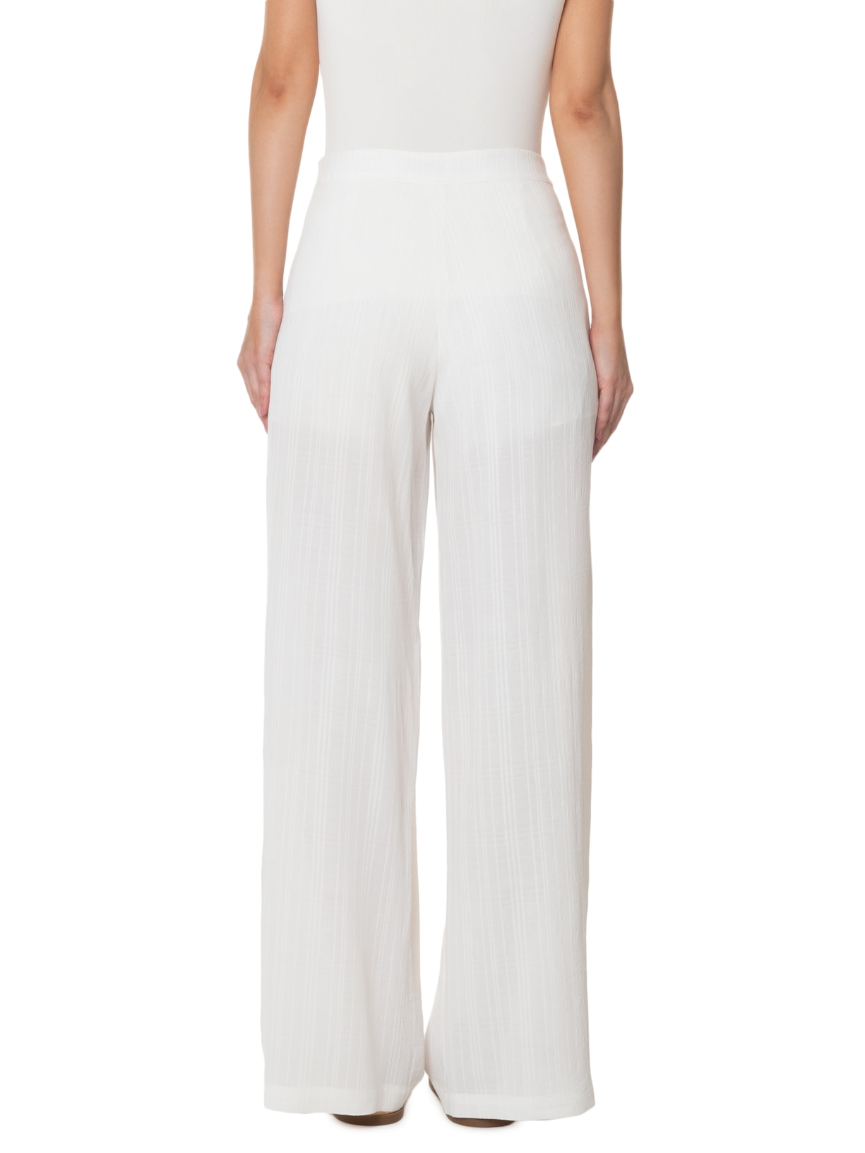Calça Feminina Cintura Alta Pantalona Off White '2Essential