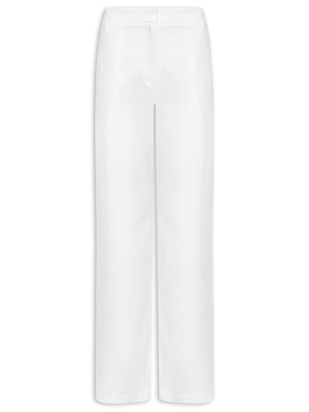 Calça Feminina Cintura Alta Reta Em Linho Misto - Off White