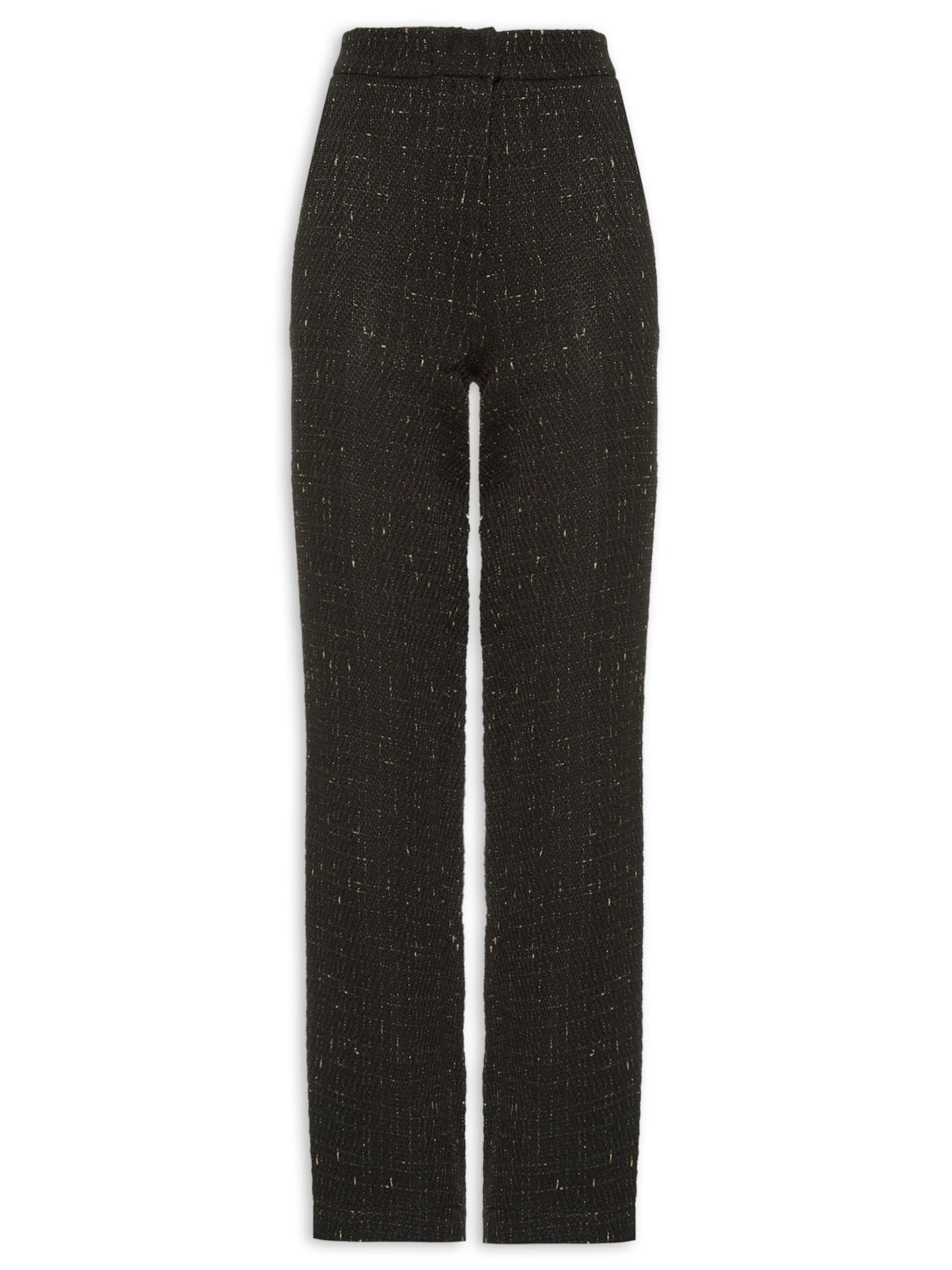 Calça Feminina Cintura Alta Reta Em Tweed Preto '2Essential